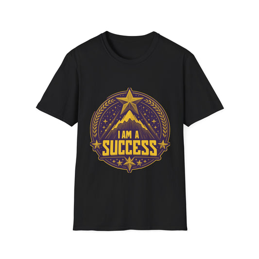 Unisex Softstyle T-Shirt- I AM A SUCCESS (Black Color)